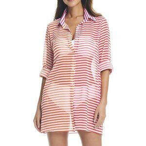 Women's Bleu Rod Beattie Chiffon Shirt Dress Swim Cover Up